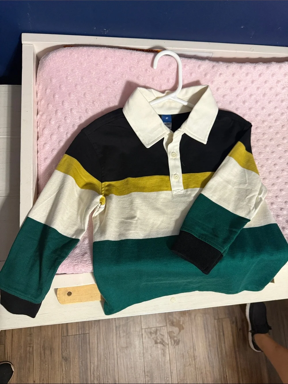 Old Navy Colorblock Rugby Polo in Black, White, Yellow & Green